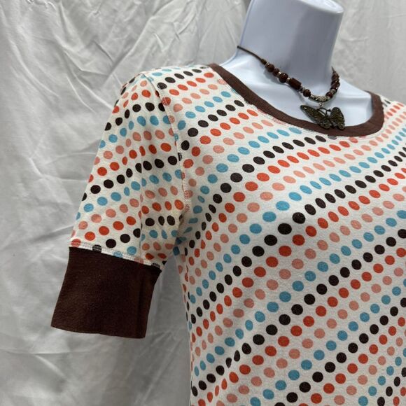 Y2K FANG Polka Dot Ringer Tee S Coquette Indie Sleaze Core Retro - Picture 5 of 8